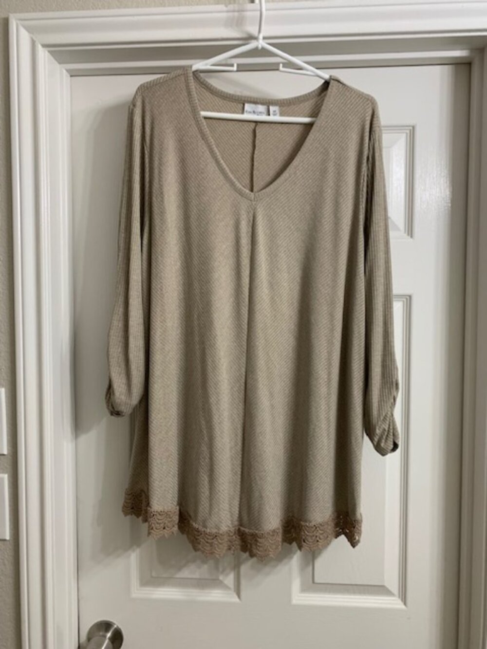 Kim Rogers Brand Women's Beige Color Long Blouse, Size 2X